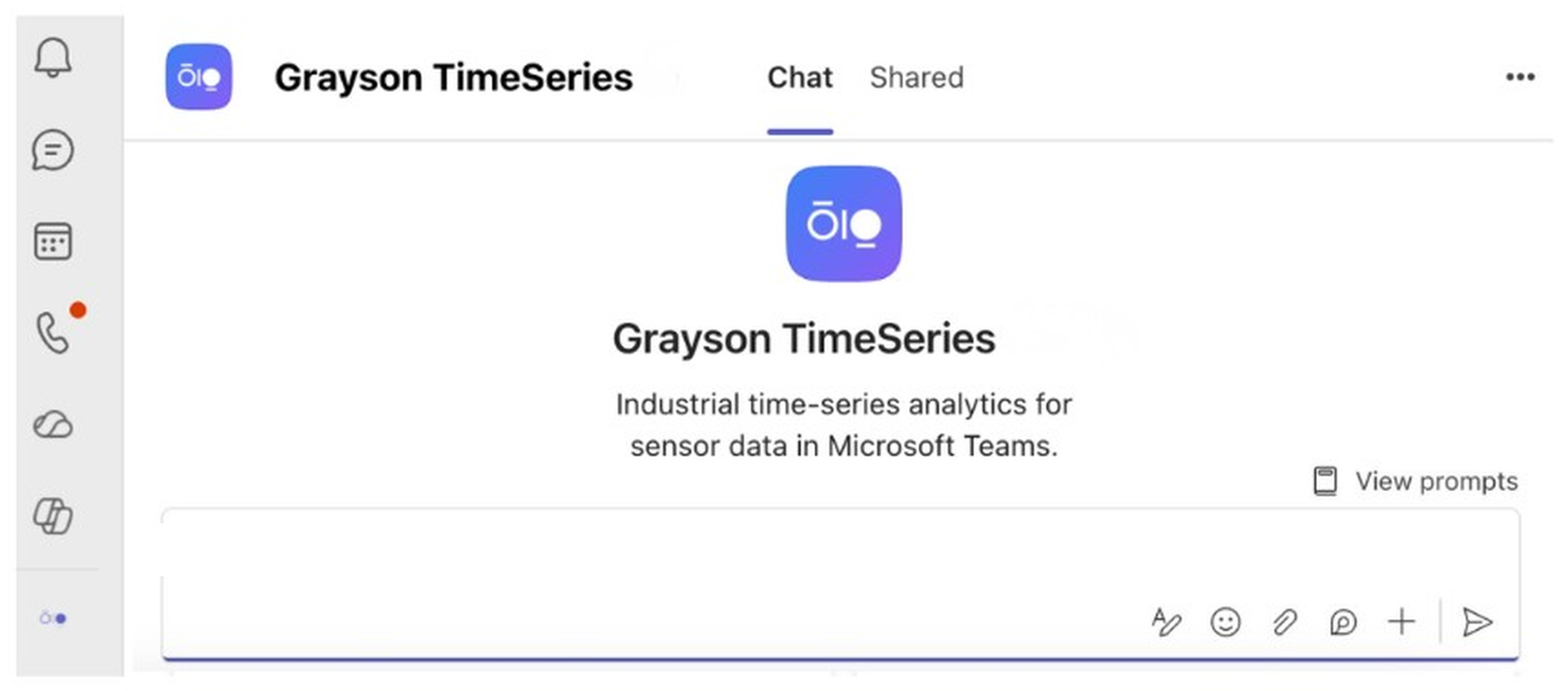 Grayson TimeSeries welcome screen in Microsoft Teams